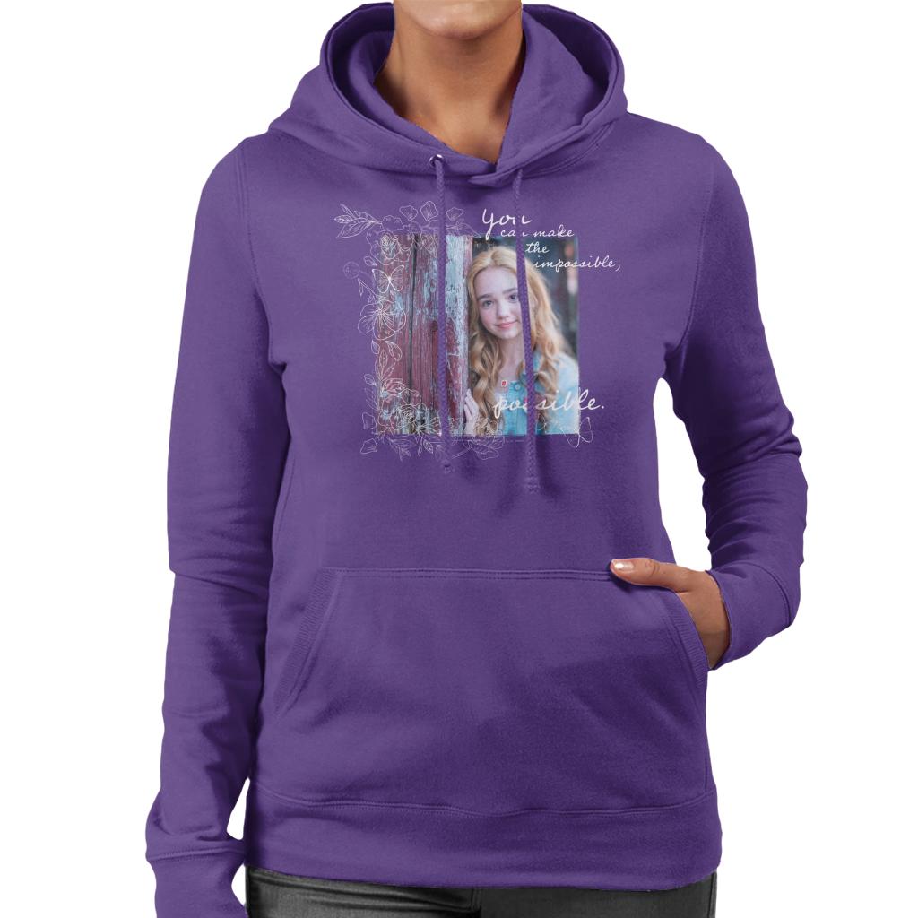 Holly Hobbie You Can Make The Impossible Possible White Text Women's Hooded Sweatshirt-ALL + EVERY