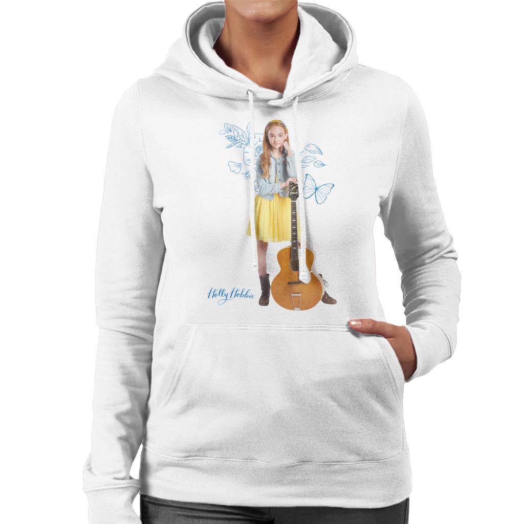 Holly Hobbie Blue Butterfly Silhouette Women's Hooded Sweatshirt-ALL + EVERY