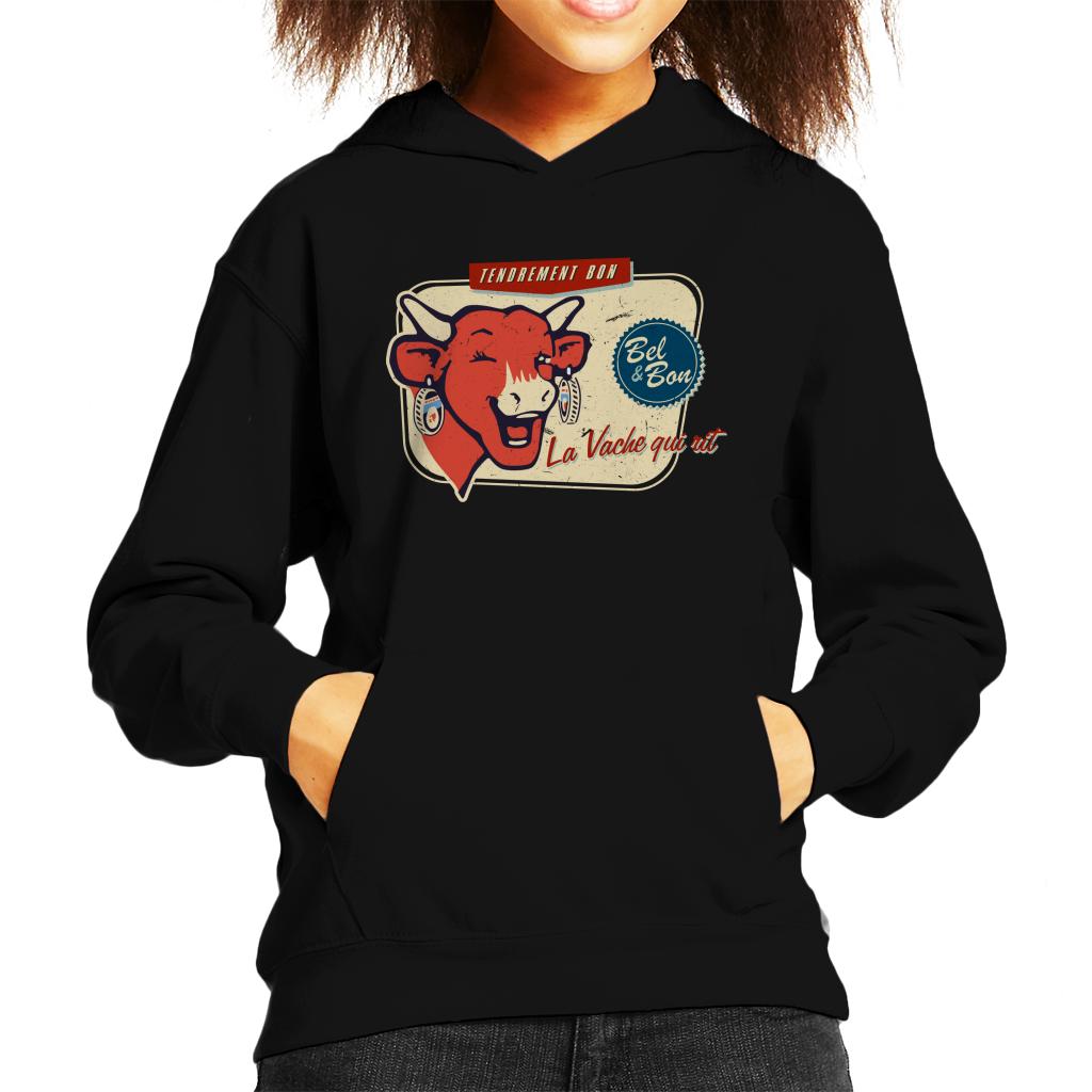 The Laughing Cow La Vache Qui Rit Retro Distressed Kid's Hooded Sweatshirt-ALL + EVERY