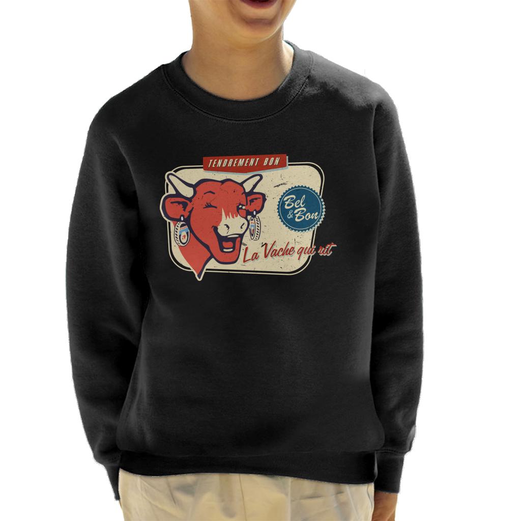 The Laughing Cow La Vache Qui Rit Retro Distressed Kid's Sweatshirt-ALL + EVERY