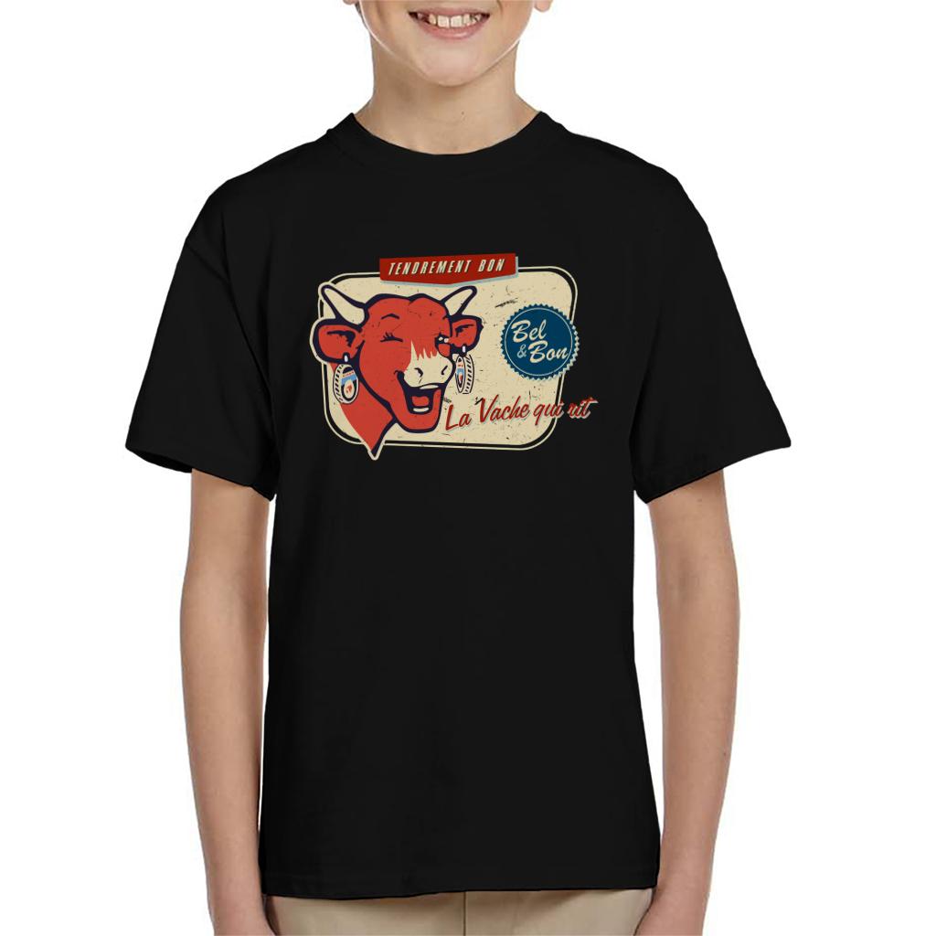 The Laughing Cow La Vache Qui Rit Retro Distressed Kid's T-Shirt-ALL + EVERY