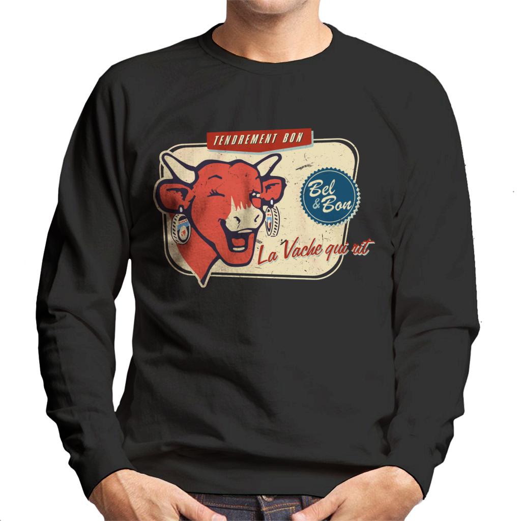 The Laughing Cow La Vache Qui Rit Retro Distressed Men's Sweatshirt-ALL + EVERY