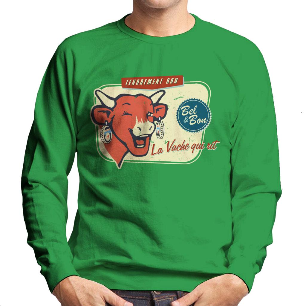 The Laughing Cow La Vache Qui Rit Retro Distressed Men's Sweatshirt-ALL + EVERY