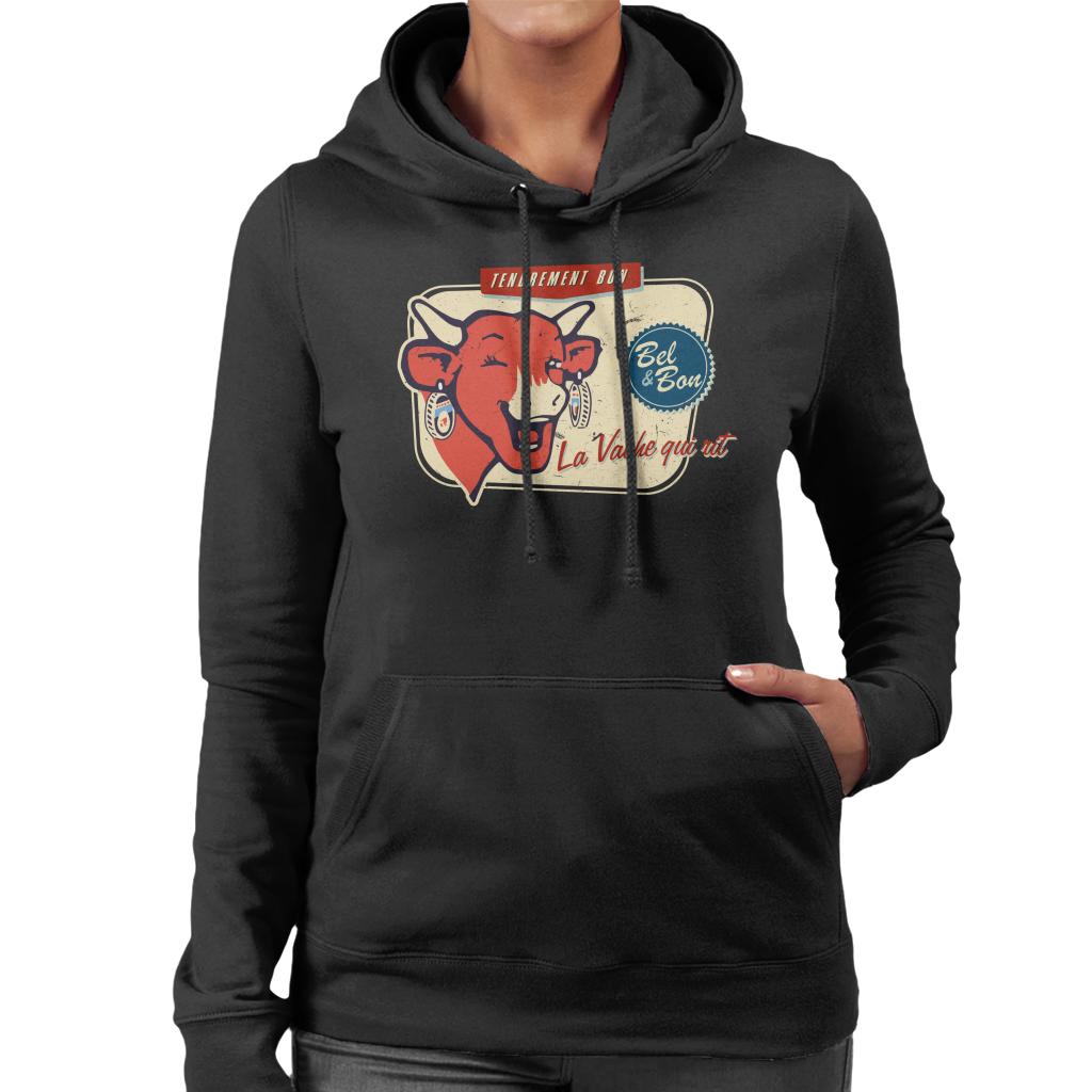 The Laughing Cow La Vache Qui Rit Retro Distressed Women's Hooded Sweatshirt-ALL + EVERY