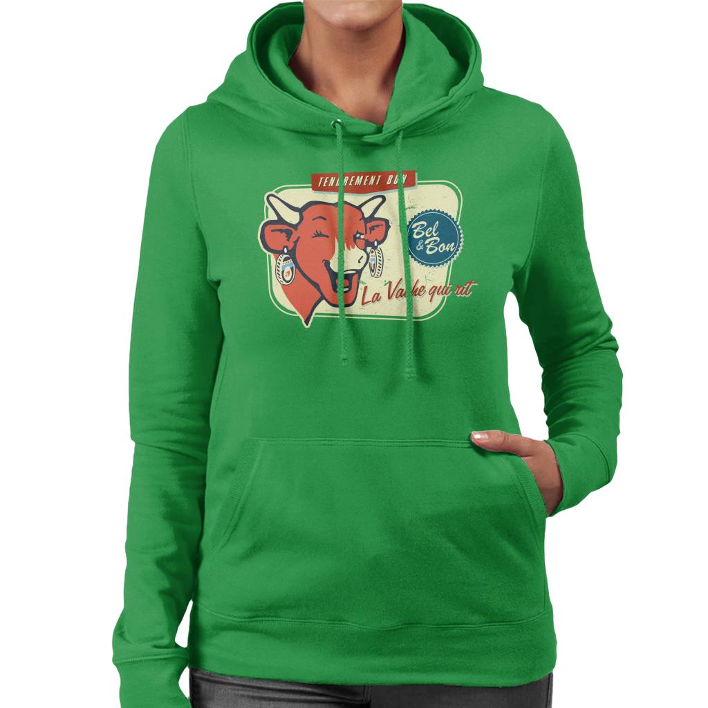 The Laughing Cow La Vache Qui Rit Retro Distressed Women's Hooded Sweatshirt-ALL + EVERY