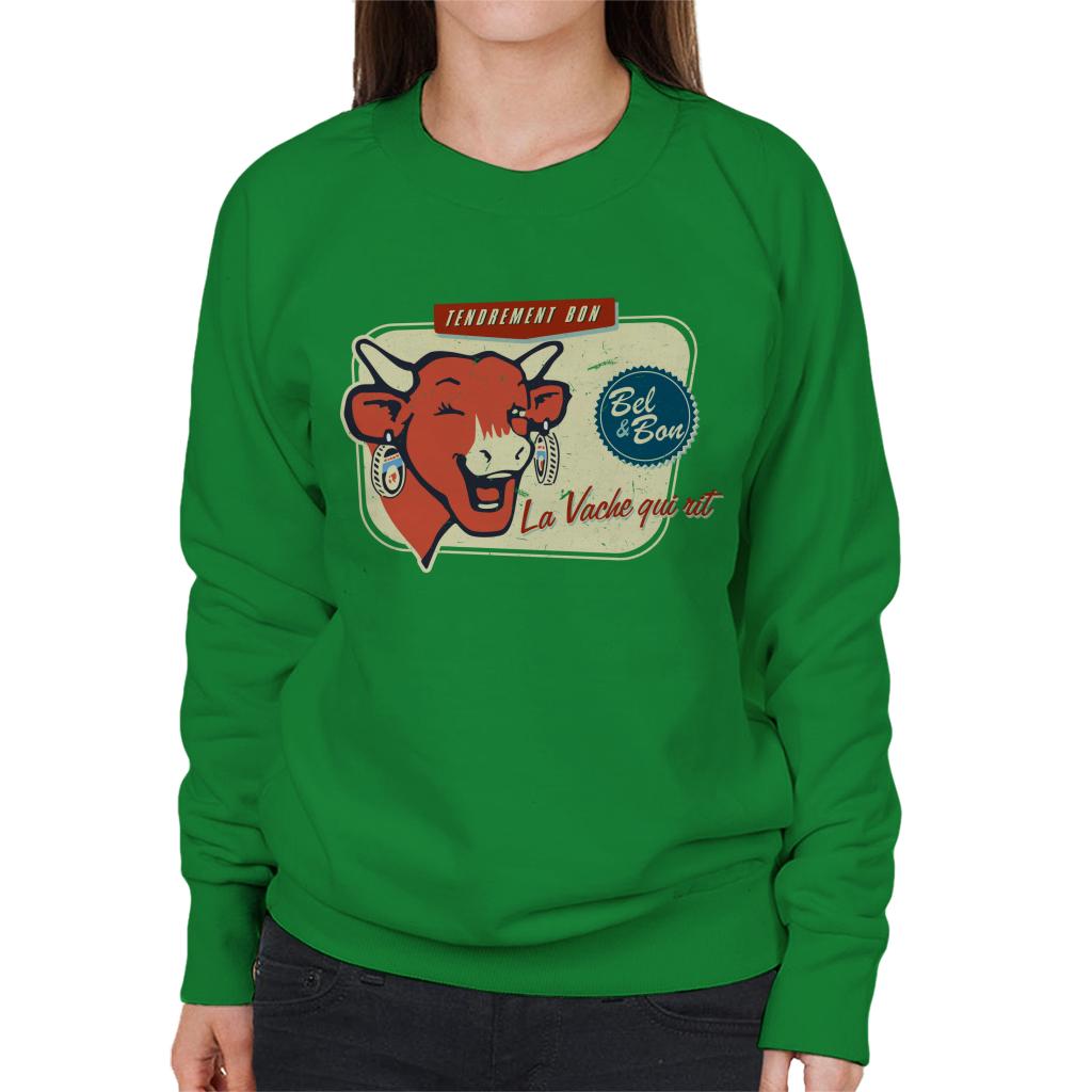 The Laughing Cow La Vache Qui Rit Retro Distressed Women's Sweatshirt-ALL + EVERY