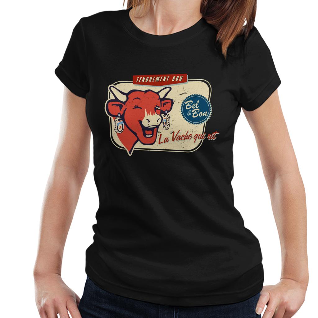 The Laughing Cow La Vache Qui Rit Retro Distressed Women's T-Shirt-ALL + EVERY