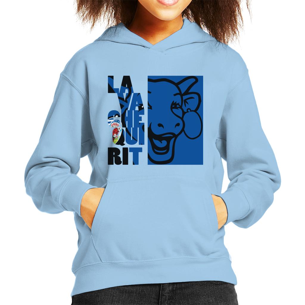 The Laughing Cow La Vache Qui Rit Blue Montage Kid's Hooded Sweatshirt-ALL + EVERY