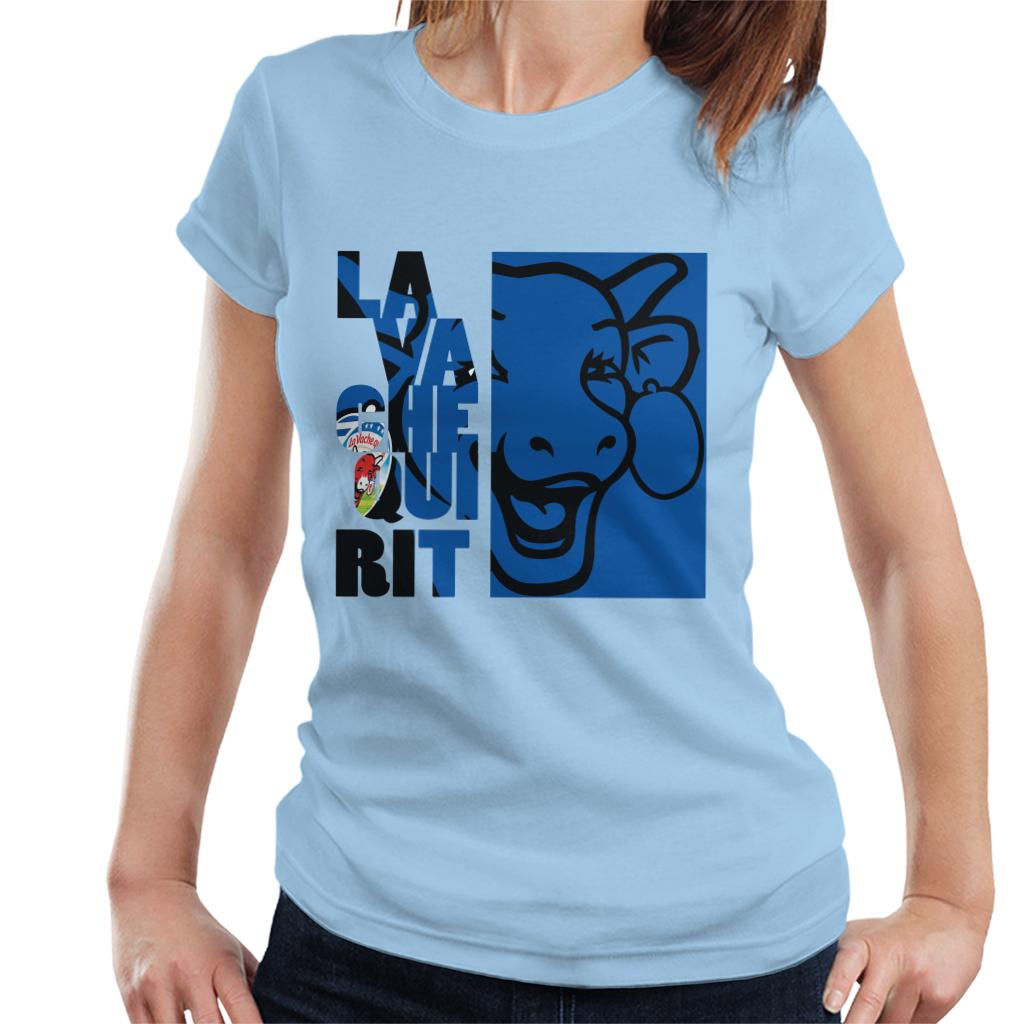 The Laughing Cow La Vache Qui Rit Blue Montage Women's T-Shirt-ALL + EVERY