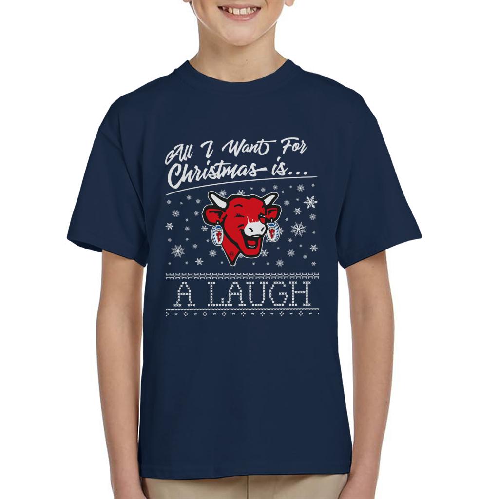 The Laughing Cow Christmas All I Want For Xmas Is A Laugh Kid's T-Shirt-ALL + EVERY