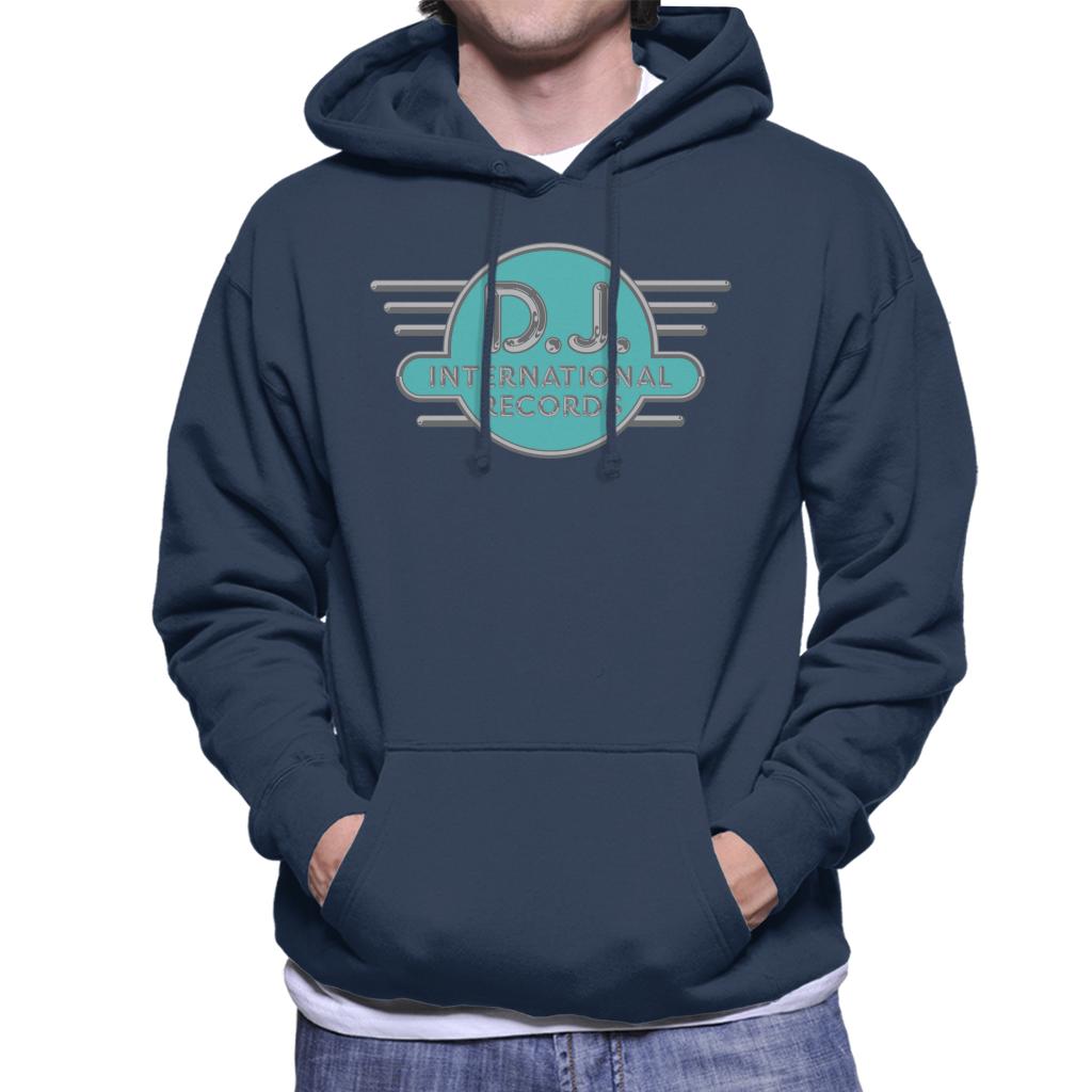 DJ International Records Cyan Logo Men's Hooded Sweatshirt-ALL + EVERY