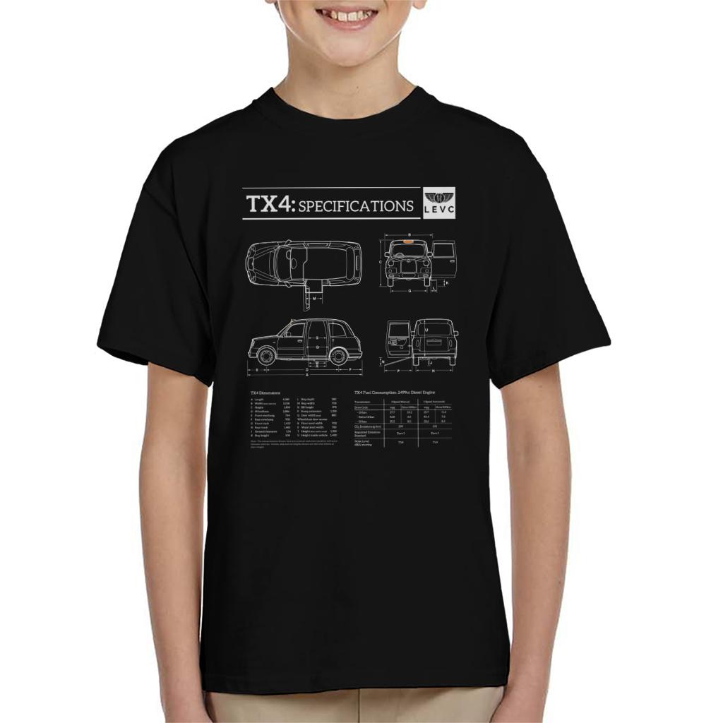 London Taxi Company TX4 Specifications Levc Kid's T-Shirt-ALL + EVERY