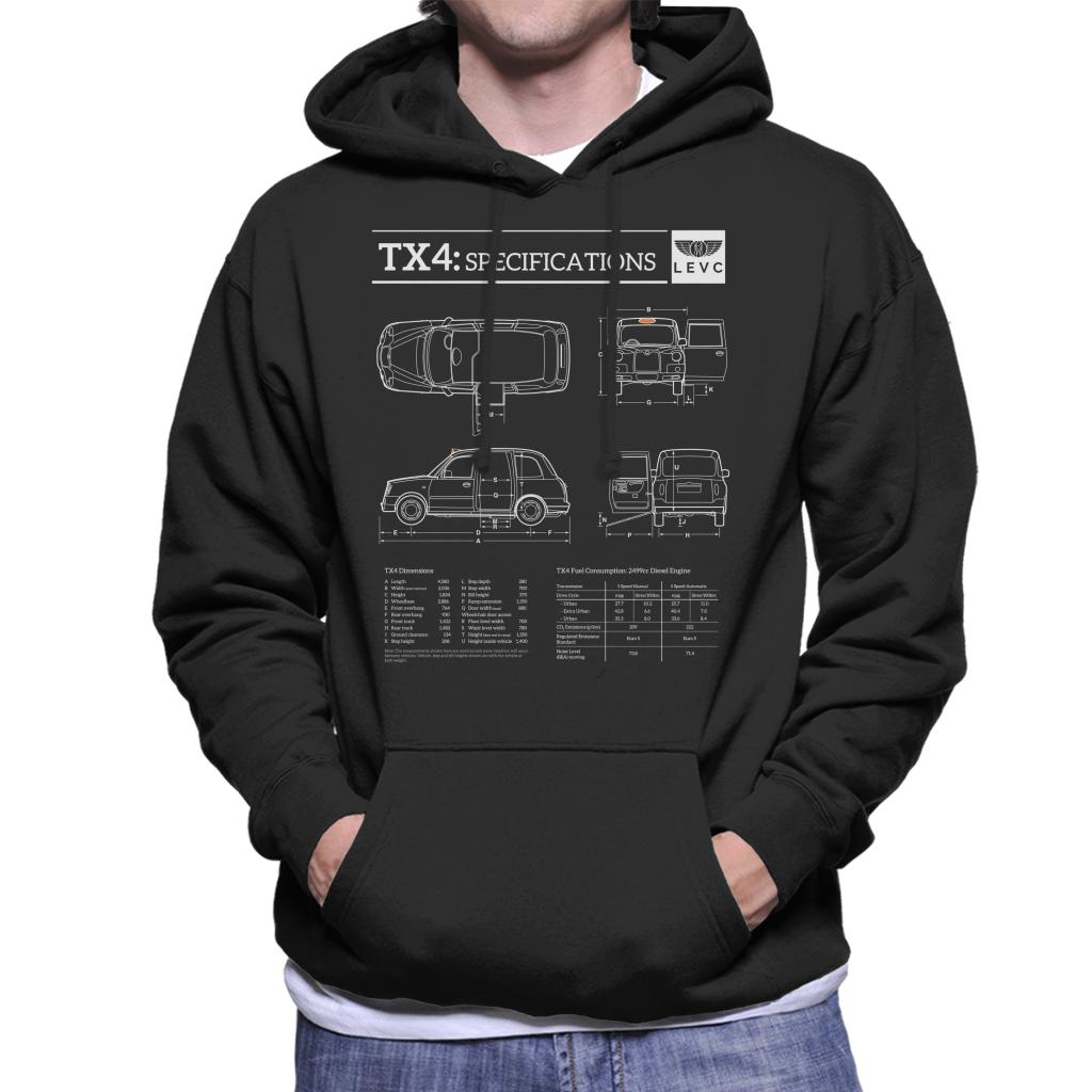 London Taxi Company TX4 Specifications Levc Men's Hooded Sweatshirt-ALL + EVERY