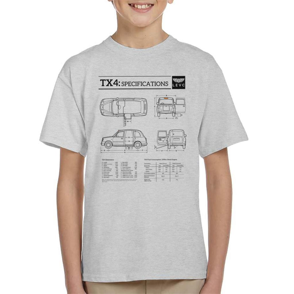 London Taxi Company TX4 Specifications Blueprint Kid's T-Shirt-ALL + EVERY