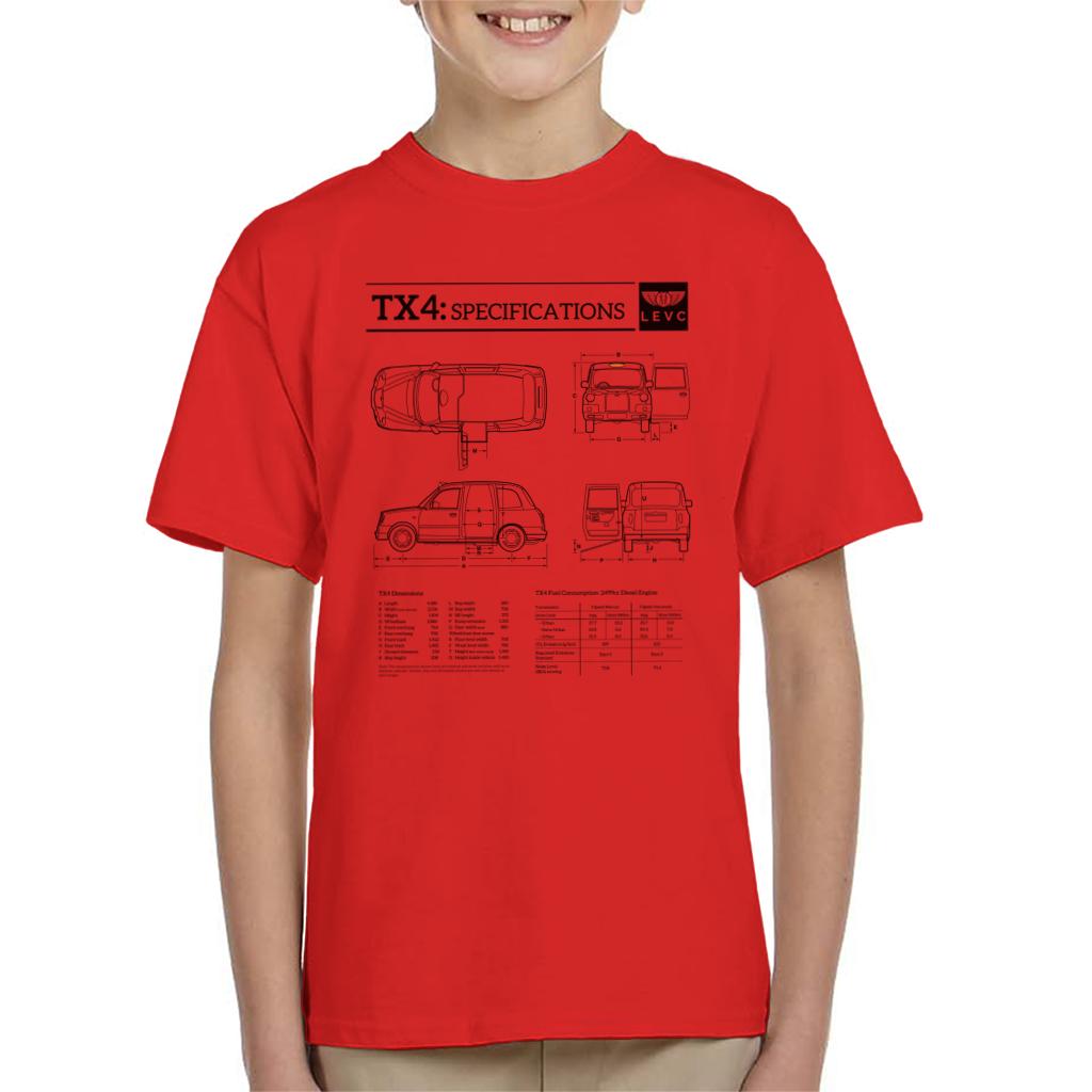 London Taxi Company TX4 Specifications Blueprint Kid's T-Shirt-ALL + EVERY