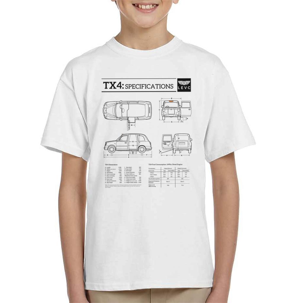 London Taxi Company TX4 Specifications Blueprint Kid's T-Shirt-ALL + EVERY