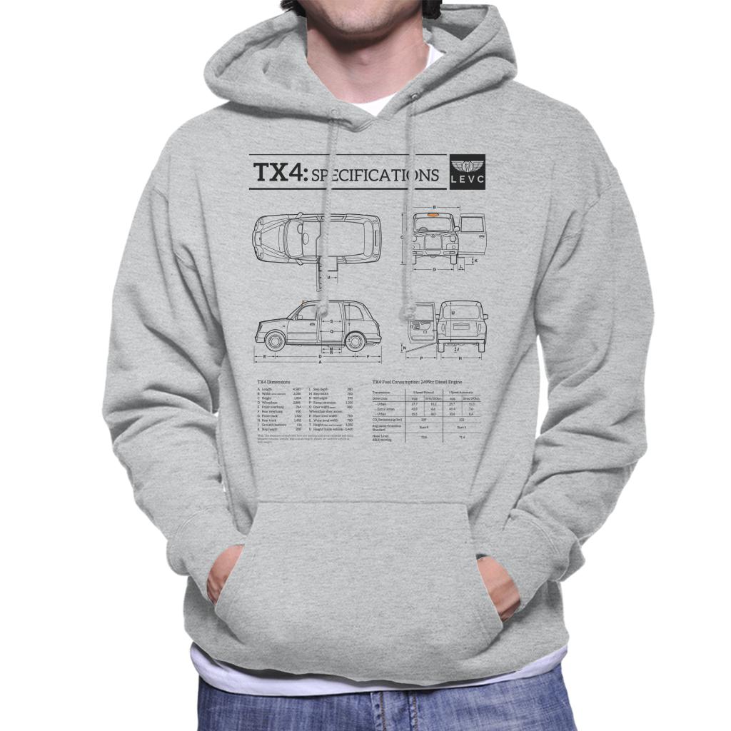 London Taxi Company TX4 Specifications Blueprint Men's Hooded Sweatshirt-ALL + EVERY