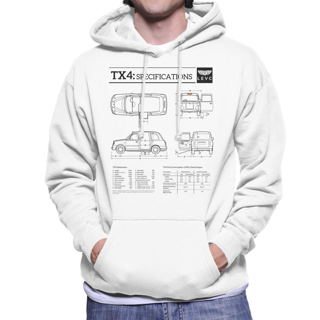 London Taxi Company TX4 Specifications Blueprint Men's Hooded Sweatshirt-ALL + EVERY