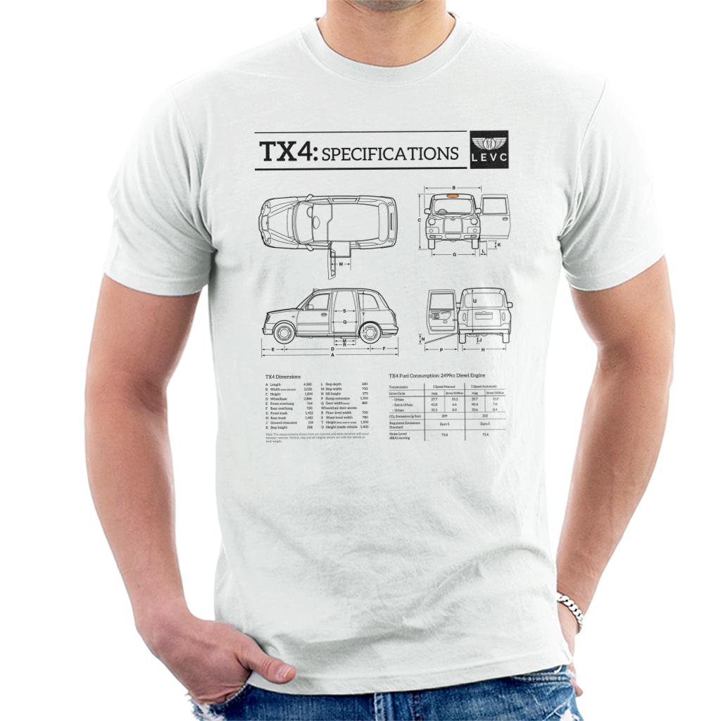 London Taxi Company TX4 Specifications Blueprint Men's T-Shirt-ALL + EVERY