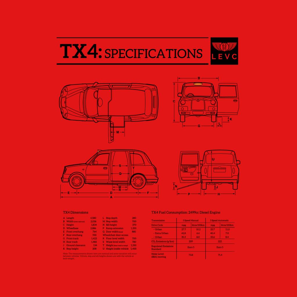 London Taxi Company TX4 Specifications Blueprint Men's Sweatshirt-ALL + EVERY