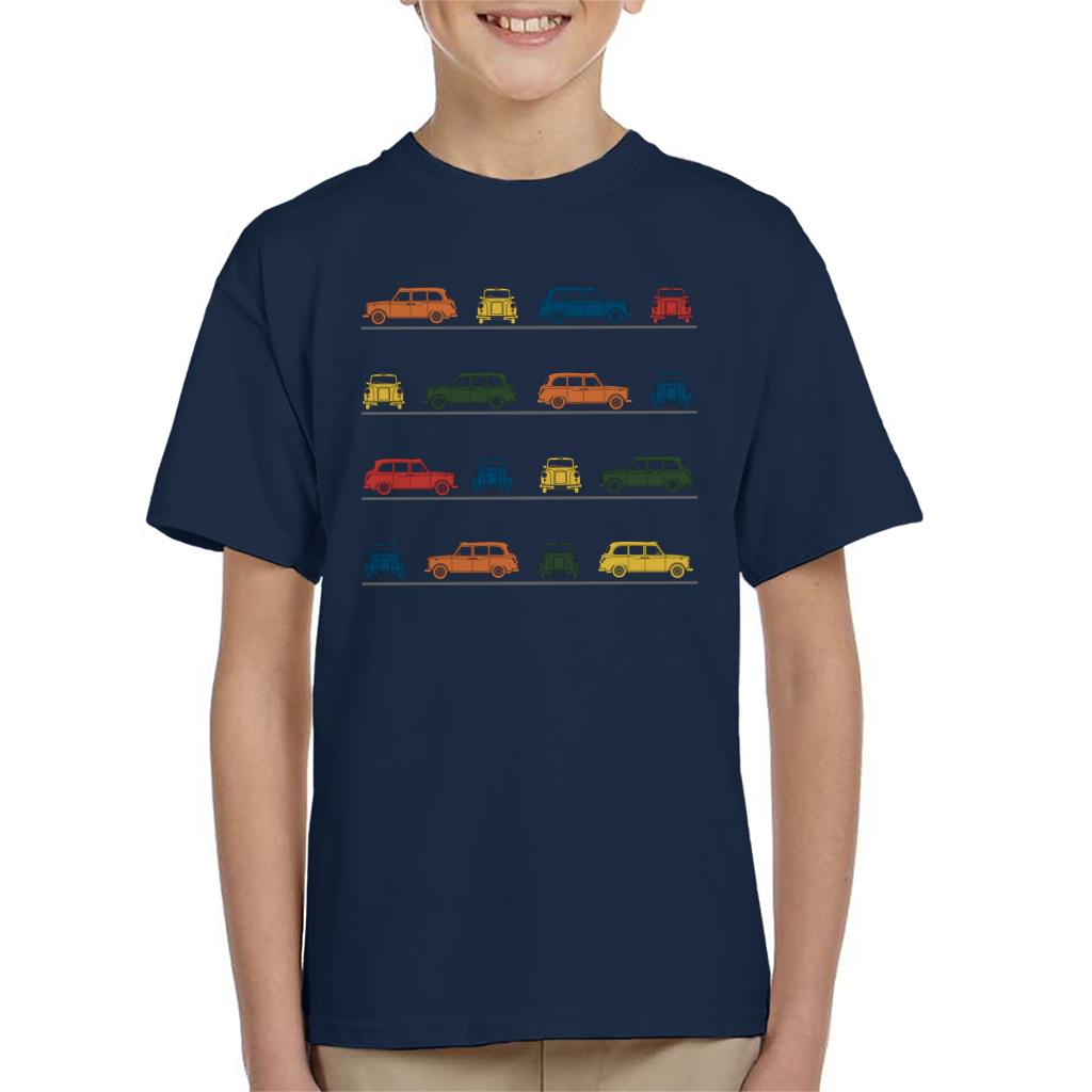 London Taxi Company TX4 Angled Colourful Montage Kid's T-Shirt-ALL + EVERY