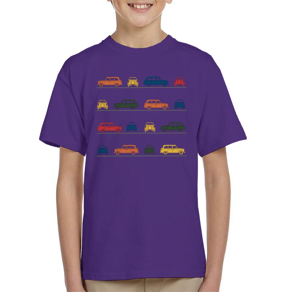 London Taxi Company TX4 Angled Colourful Montage Kid's T-Shirt-ALL + EVERY