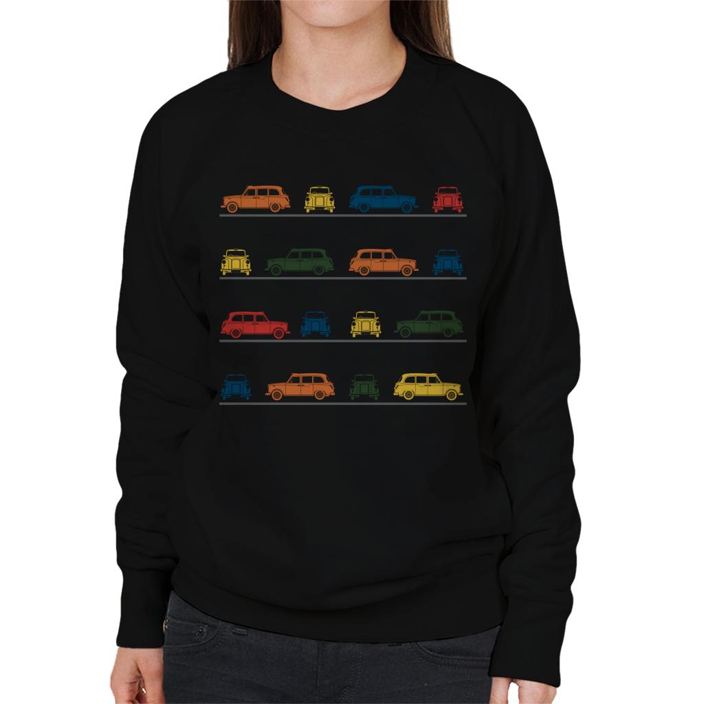 London Taxi Company TX4 Angled Colourful Montage Women's Sweatshirt-ALL + EVERY