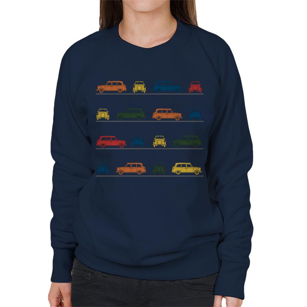 London Taxi Company TX4 Angled Colourful Montage Women's Sweatshirt-ALL + EVERY