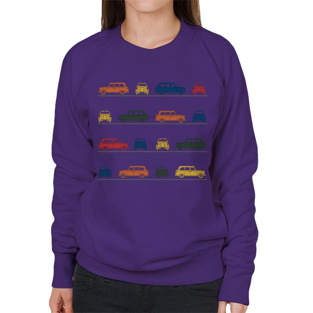 London Taxi Company TX4 Angled Colourful Montage Women's Sweatshirt-ALL + EVERY