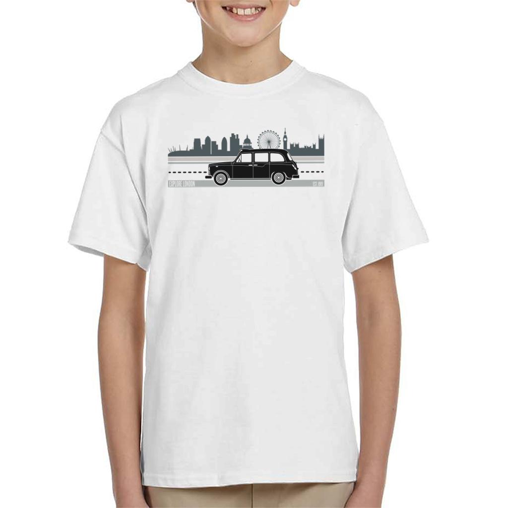 London Taxi Company TX4 Driving Along The City Kid's T-Shirt-ALL + EVERY