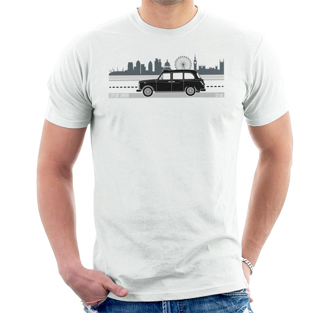 London Taxi Company TX4 Driving Along The City Men's T-Shirt-ALL + EVERY