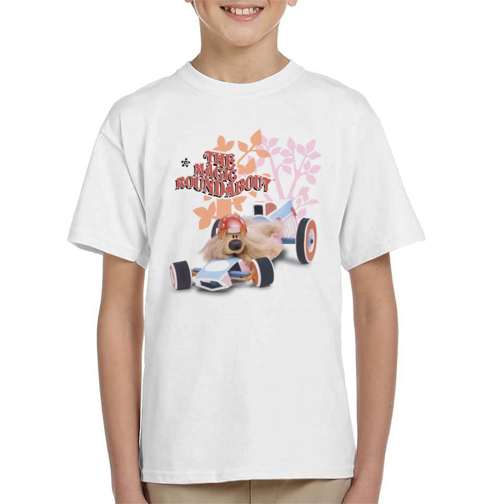 The Magic Roundabout Dougal Race Car Kid's T-Shirt-ALL + EVERY