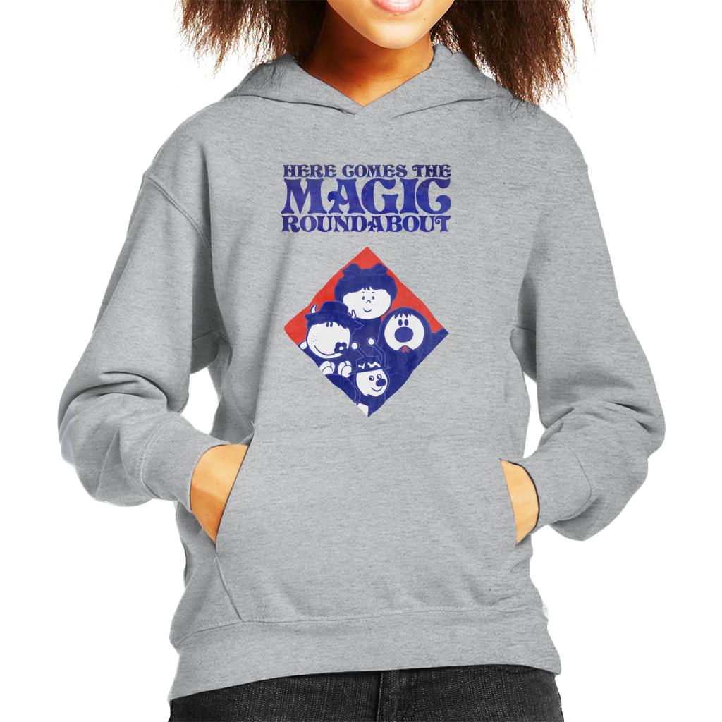 The Magic Roundabout Retro Blue Tone Diamond Kid's Hooded Sweatshirt-ALL + EVERY