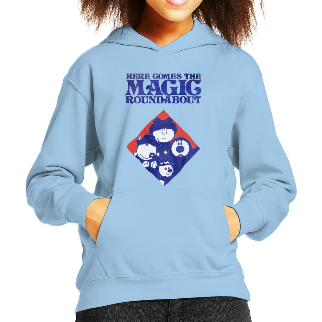 The Magic Roundabout Retro Blue Tone Diamond Kid's Hooded Sweatshirt-ALL + EVERY