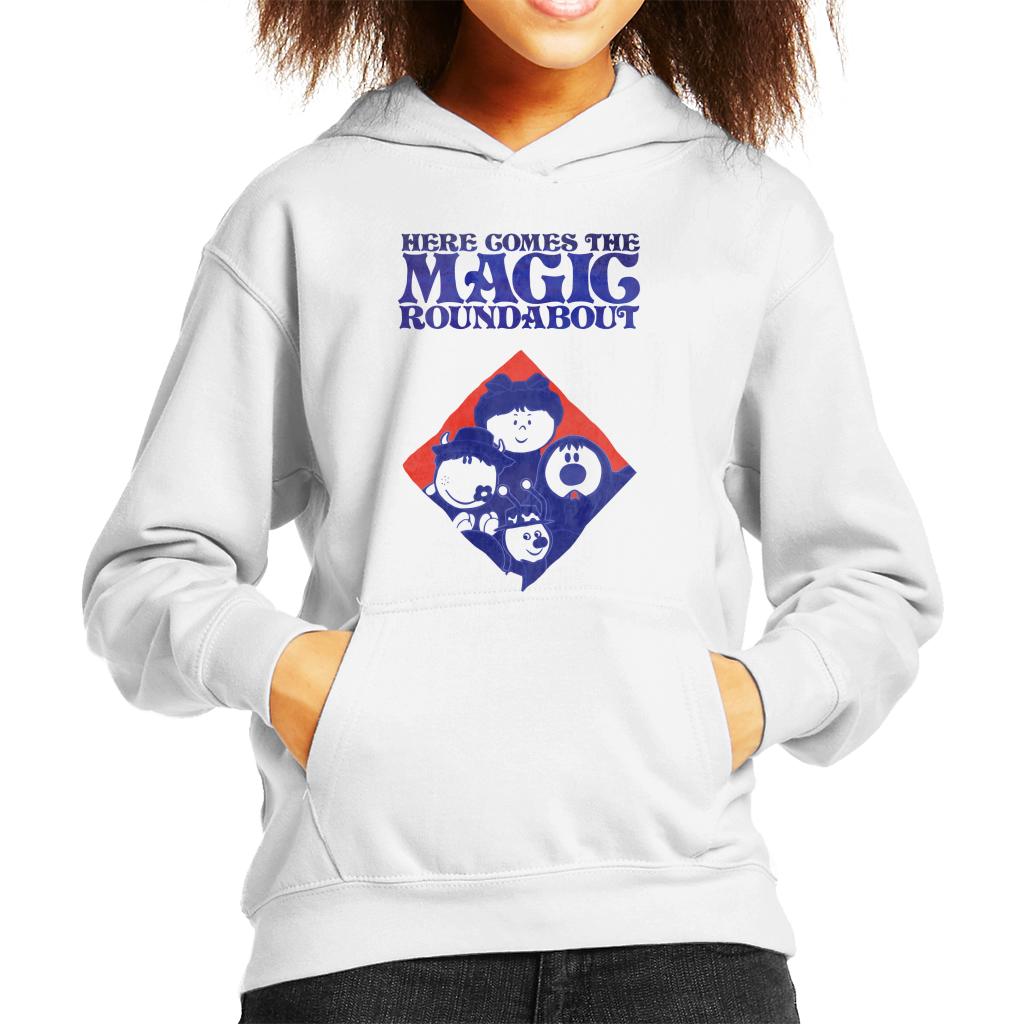 The Magic Roundabout Retro Blue Tone Diamond Kid's Hooded Sweatshirt-ALL + EVERY