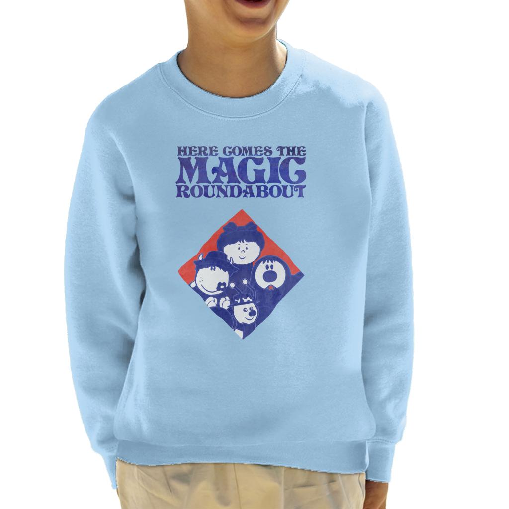 The Magic Roundabout Retro Blue Tone Diamond Kid's Sweatshirt-ALL + EVERY