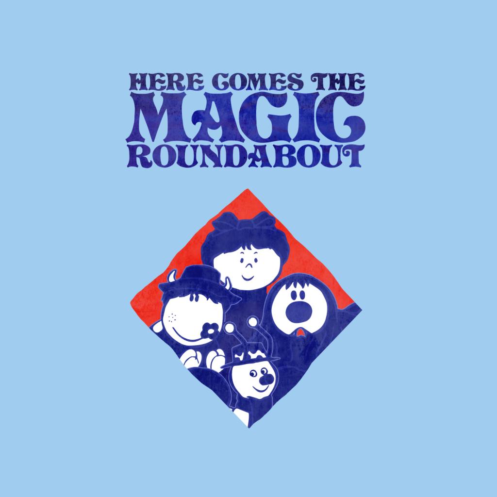 The Magic Roundabout Retro Blue Tone Diamond Kid's T-Shirt-ALL + EVERY