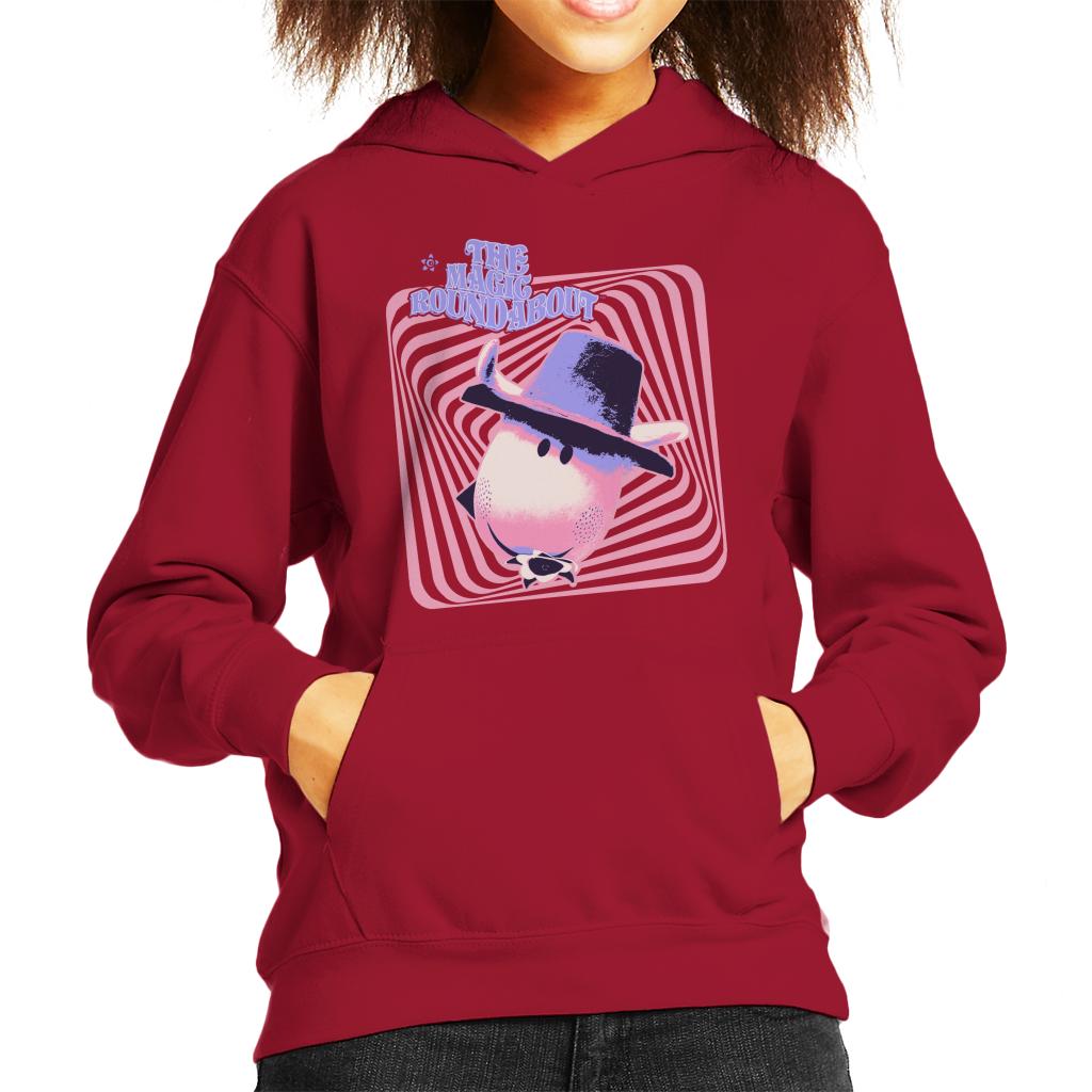 The Magic Roundabout Ermintrude Psychedelic Lines Kid's Hooded Sweatshirt-ALL + EVERY