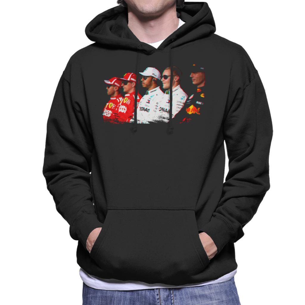 Motorsport Images Vettel Raikkonen Hamilton Botta & Verstappen Line Up Abi Dhabi GP Men's Hooded Sweatshirt