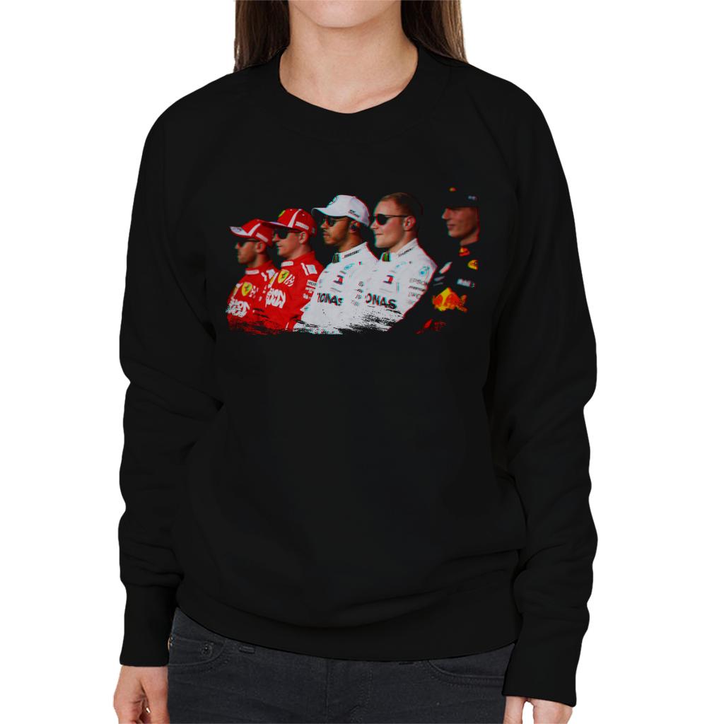 Motorsport Images Vettel Raikkonen Hamilton Botta & Verstappen Line Up Abi Dhabi GP Women's Sweatshirt