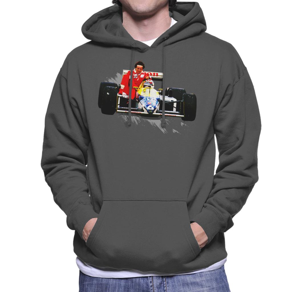 Motorsport Images Nelson Piquet Honda Gives Alain Prost A Lift German GP Men's Hooded Sweatshirt-ALL + EVERY