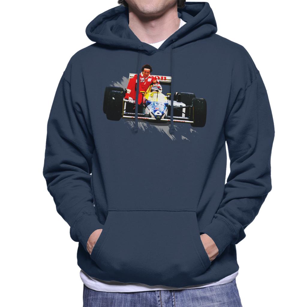 Motorsport Images Nelson Piquet Honda Gives Alain Prost A Lift German GP Men's Hooded Sweatshirt-ALL + EVERY