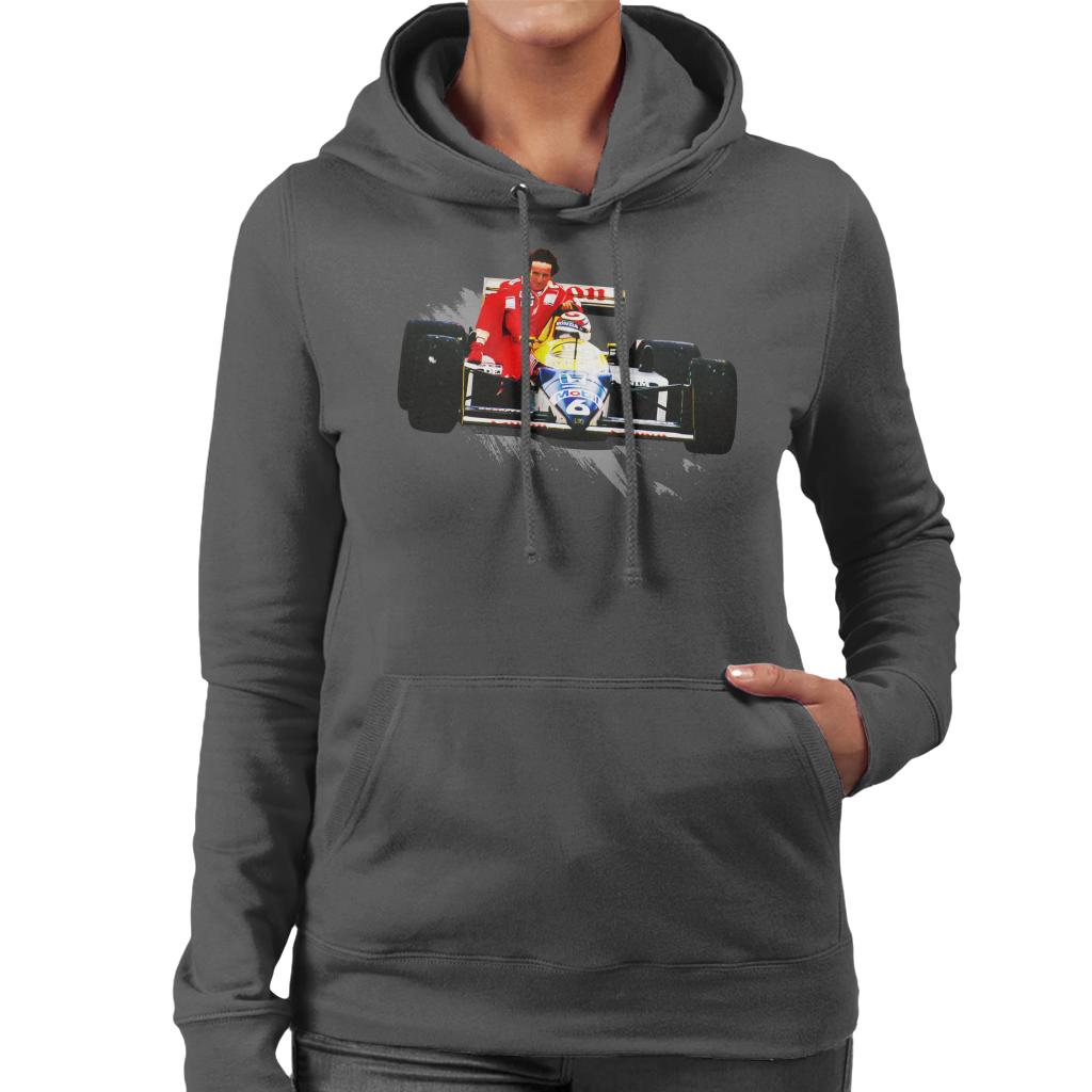 Motorsport Images Nelson Piquet Honda Gives Alain Prost A Lift German GP Women's Hooded Sweatshirt-ALL + EVERY