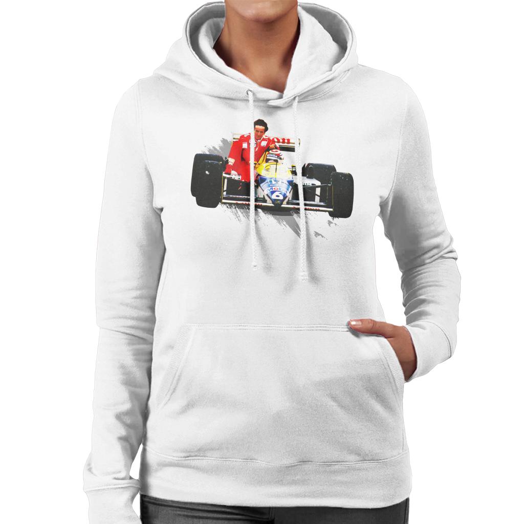 Motorsport Images Nelson Piquet Honda Gives Alain Prost A Lift German GP Women's Hooded Sweatshirt-ALL + EVERY