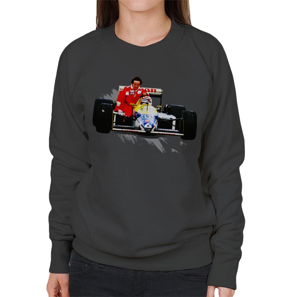 Motorsport Images Nelson Piquet Honda Gives Alain Prost A Lift German GP Women's Sweatshirt-ALL + EVERY