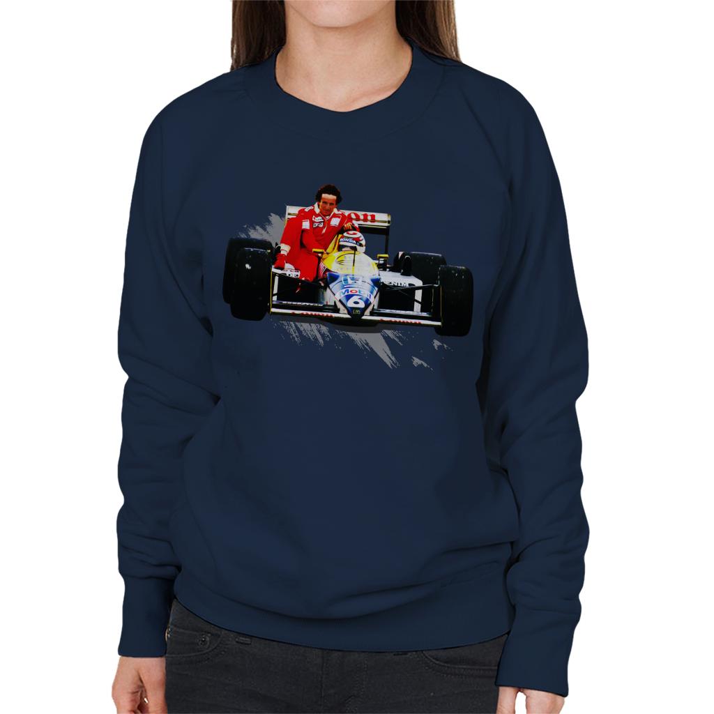 Motorsport Images Nelson Piquet Honda Gives Alain Prost A Lift German GP Women's Sweatshirt-ALL + EVERY