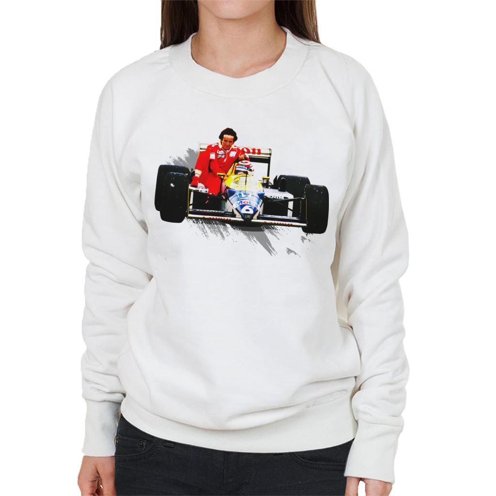 Motorsport Images Nelson Piquet Honda Gives Alain Prost A Lift German GP Women's Sweatshirt-ALL + EVERY