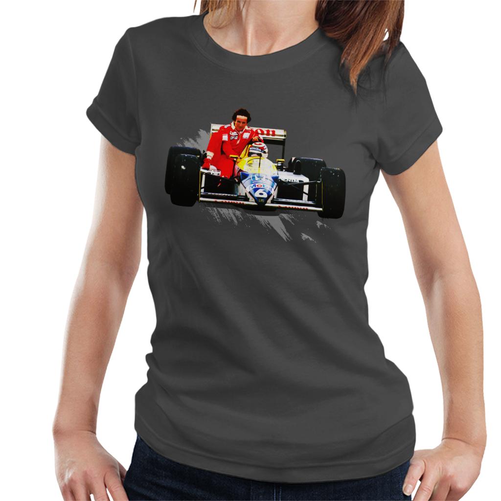 Motorsport Images Nelson Piquet Honda Gives Alain Prost A Lift German GP Women's T-Shirt-ALL + EVERY