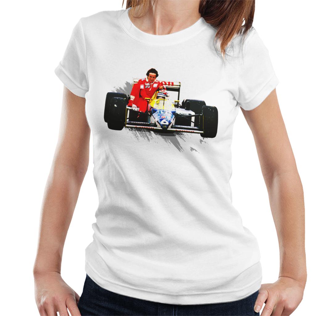 Motorsport Images Nelson Piquet Honda Gives Alain Prost A Lift German GP Women's T-Shirt-ALL + EVERY