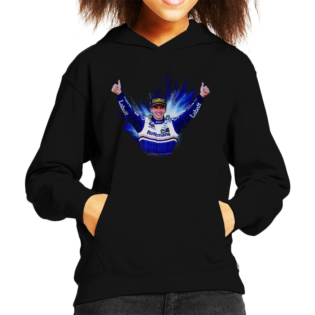 Motorsport Images Damon Hill Celebrating Win At Japan Grand Prix Kid's Hooded Sweatshirt